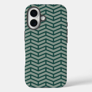 Crisp Sharp Opposing Arrows Chevron Two Tone Green iPhone 16 Case