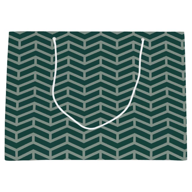 Crisp Sharp Opposing Arrows Chevron Two Tone Green Large Gift Bag (Front)