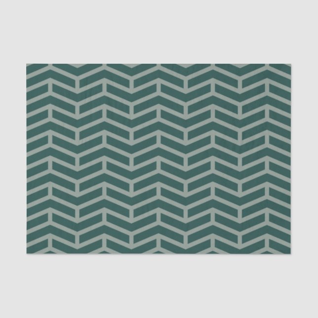 Crisp Sharp Opposing Arrows Chevron Two Tone Green Tissue Paper (Front)