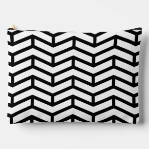 Crisp Sharp Opposing Arrows Chevron White Black Accessory Pouch