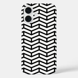 Crisp Sharp Opposing Arrows Chevron White Black iPhone 16 Case