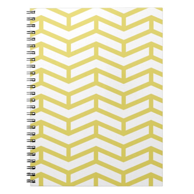 Crisp Sharp Opposing Arrows Chevron White Yellow Notebook (Front)