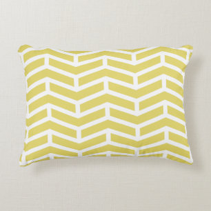 Crisp Sharp Opposing Arrows Chevron Yellow White Decorative Cushion