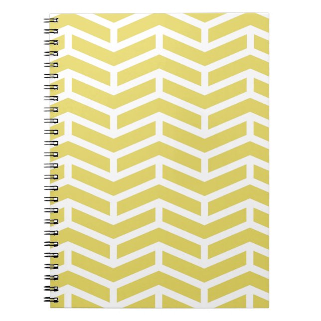 Crisp Sharp Opposing Arrows Chevron Yellow White Notebook (Front)