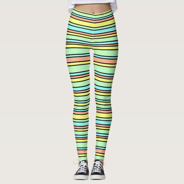 Crisp Sherbet Stripes Leggings (Front)