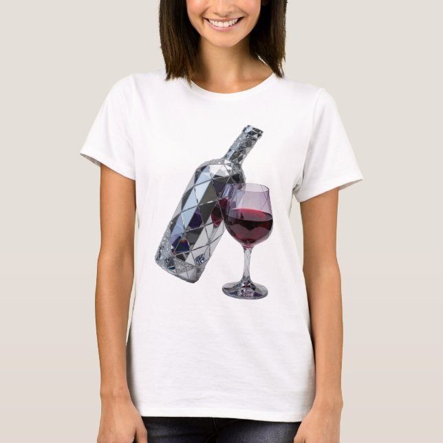 Crisp Silver ABSTRACT ART Design T-Shirt (Front)