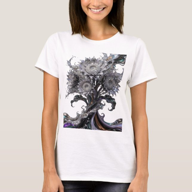 Crisp Silver ABSTRACT ART Design v2 T-Shirt (Front)