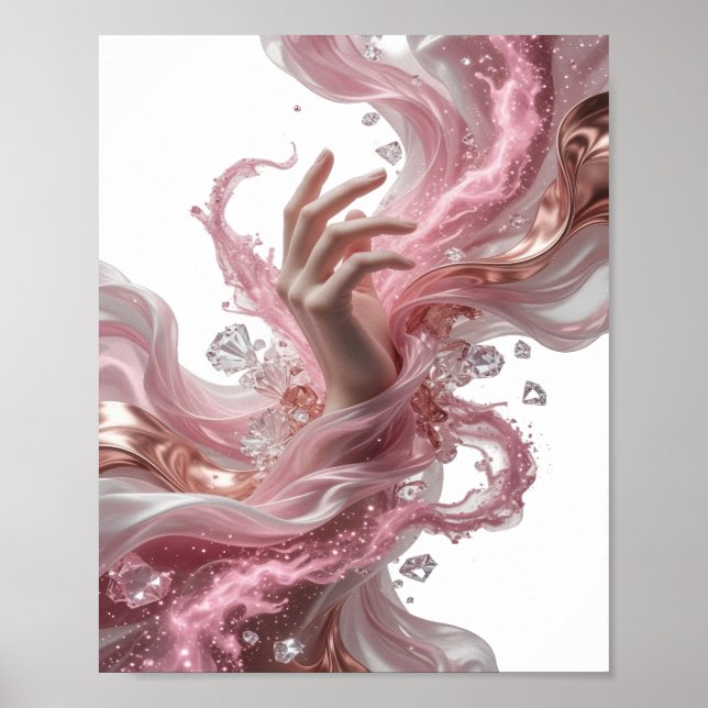 Crisp Silver ABSTRACT ART Graphic Design v2 Poster (Front)