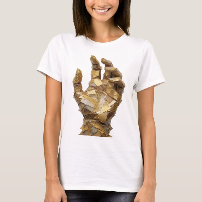 Crisp Silver ABSTRACT ART Modern Design T-Shirt (Front)