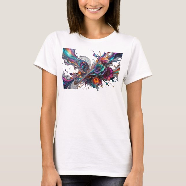 Crisp Silver ABSTRACT ART Statement Tee (Front)