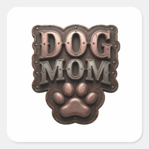 Crisp Silver DOG MOM Craft Sticker