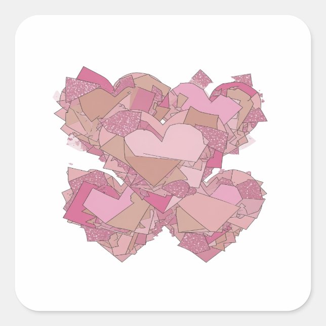 Crisp Silver HEARTS IN LOVE Sticker Print (Front)