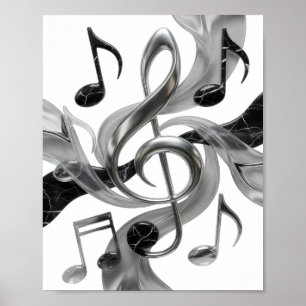 Crisp Silver MUSIC IN MOTION Slogan Design Poster