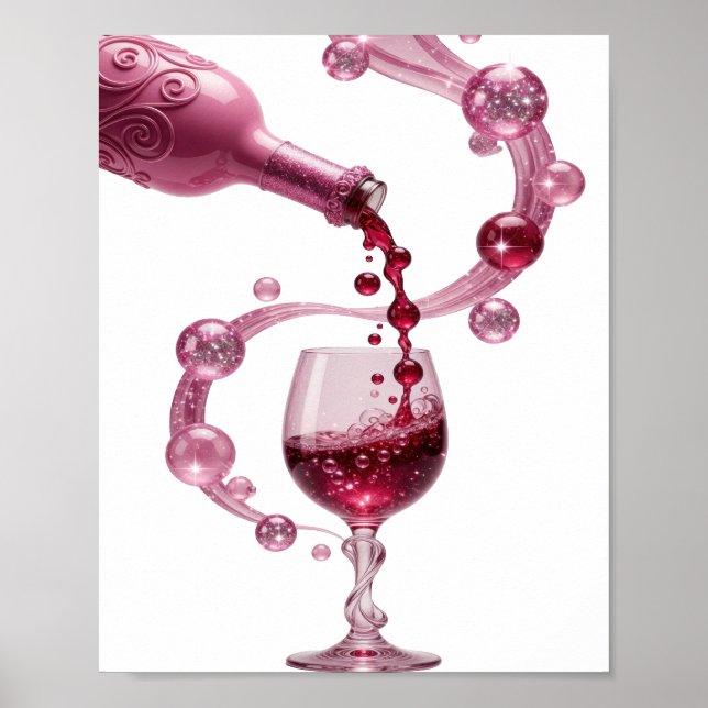 Crisp Silver PINK WINE Print (Front)