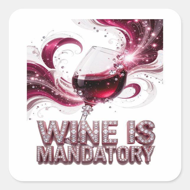 Crisp Silver WINE IS MANDATORY Craft Sticker (Front)
