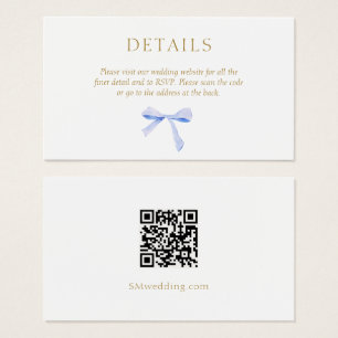 Crisp White Blue Ribbon Wedding Details QR Code
