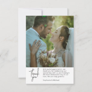 Crisp White • Elegant Photo Wedding Thank You Card