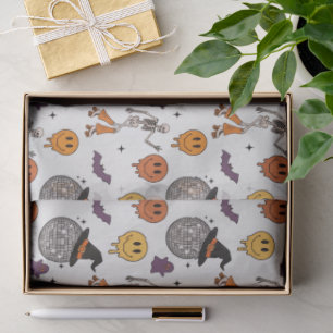 Crisp White Groovy Retro Disco Halloween Tissue Paper