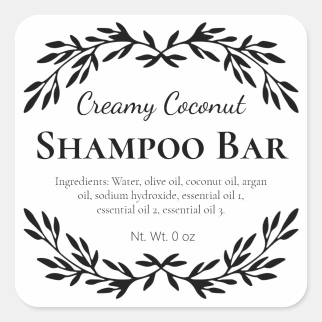 Crisp White Homemade Shampoo Bar Labels (Front)