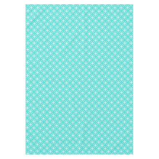 Crisp White interlaced circles on teal seablue Tablecloth