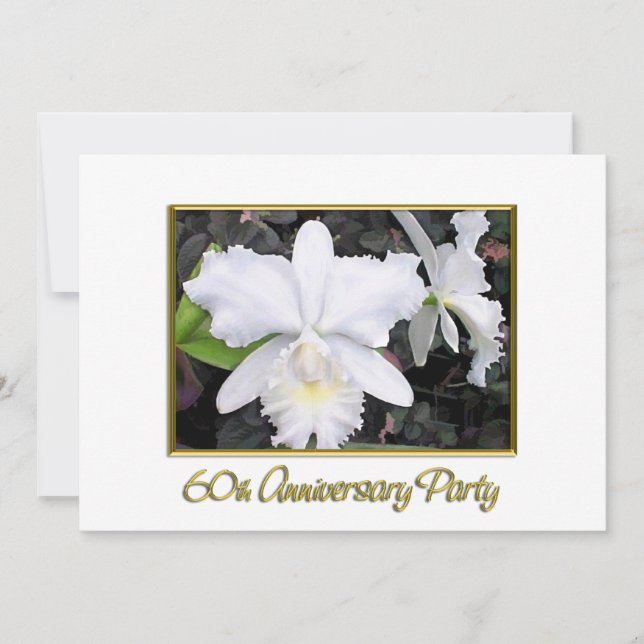 Crisp White Orchids Anniversary Party 60 Invitation (Front)