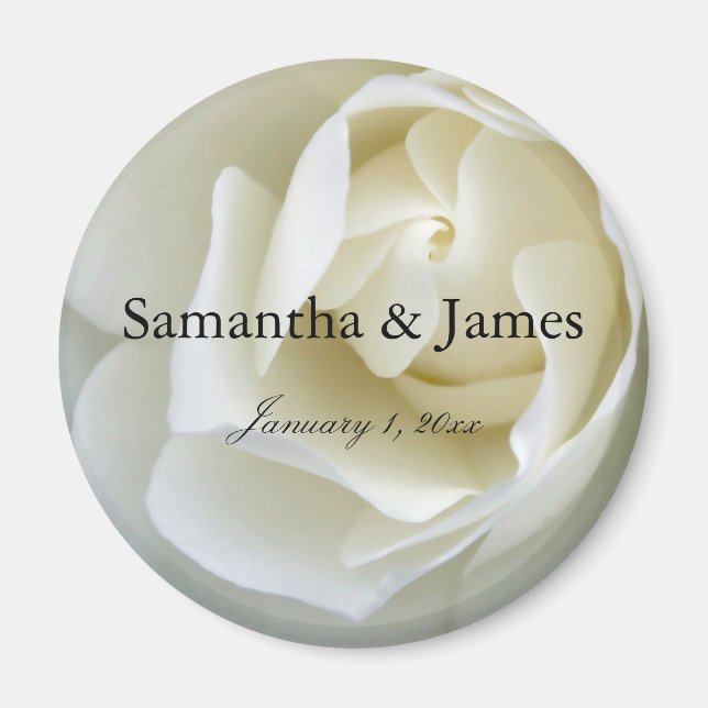 Crisp White Rose Magnet (Front)