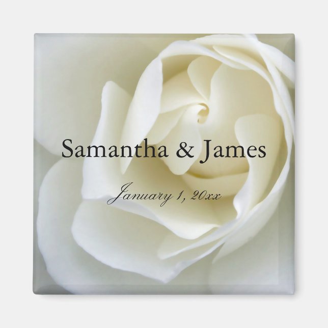 Crisp White Rose Magnet (Front)