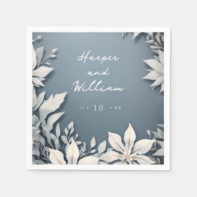 Crisp winter flowers wedding napkin (Front)