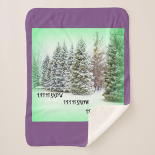 Crisp Wintertime Charm Pine Trees Verdant Glow Sherpa Blanket