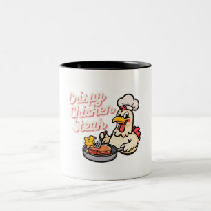 Crispy Chicken Steak Cute Cartoon Food Pun Kawaii Two-Tone Coffee Mug