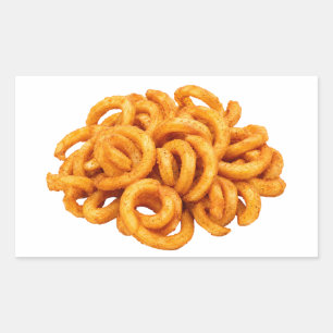 Crispy Curly Fries on White Backdrop Rectangular Sticker