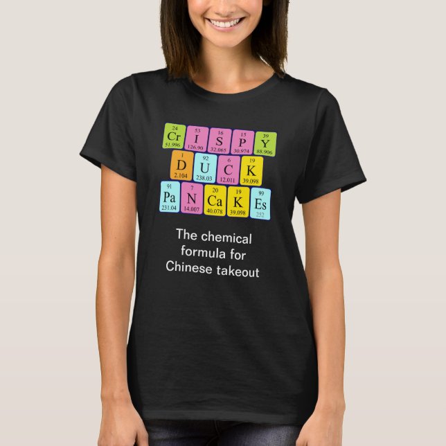 Crispy Duck Pancakes periodic table word shirt 4 (Front)