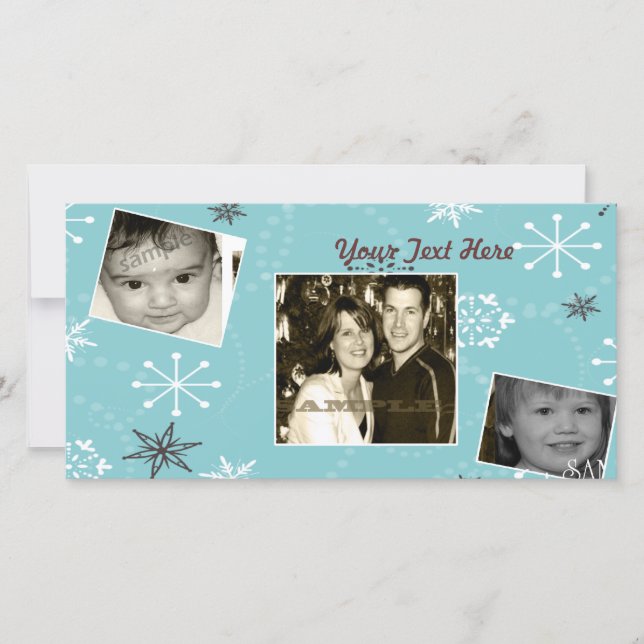 Crispy Snowfall, 3 photos Holiday Card (Front)