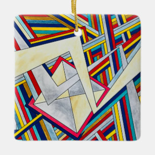 Criss Cross-Modern Bauhaus Geometric Art Ceramic Ornament