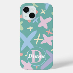 Crisscross Doodle Pattern Colourful Name iPhone 15 Case