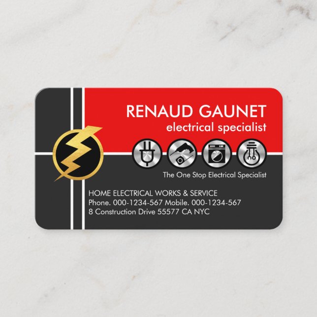 Crisscross Electrical Lines Electricity Business Card (Front)