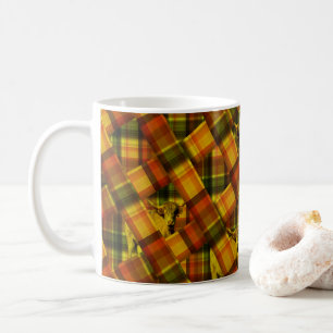 Crisscross Highland Cow On Tartan, Coffee Mug