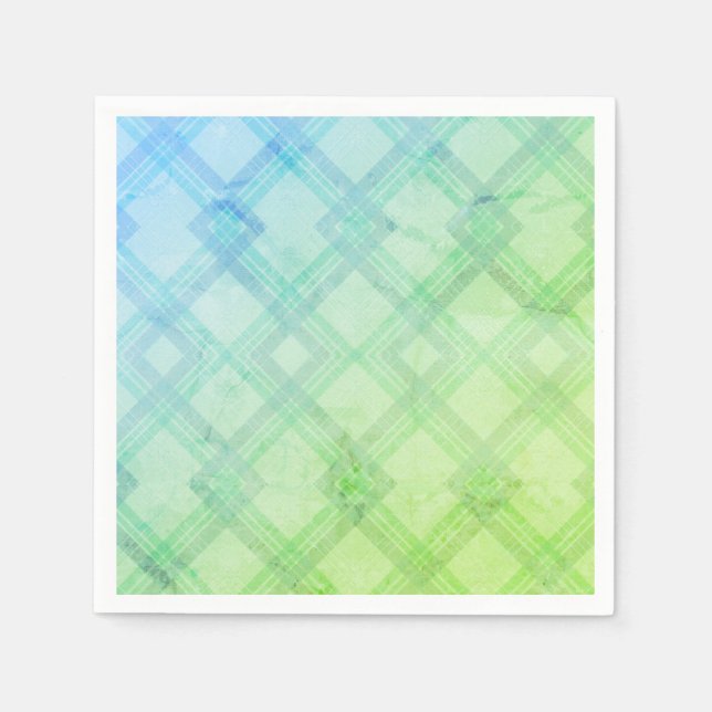 Crisscrossed Happy Green & blue, yellow Checks  Th Napkin (Front)
