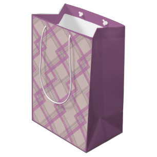 Crisscrossed Happy Purple & cream,white Checks Wra Medium Gift Bag