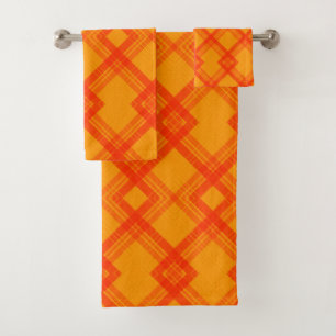 Crisscrossed Happy Red & Yellow/Orange Checks Bath Towel Set