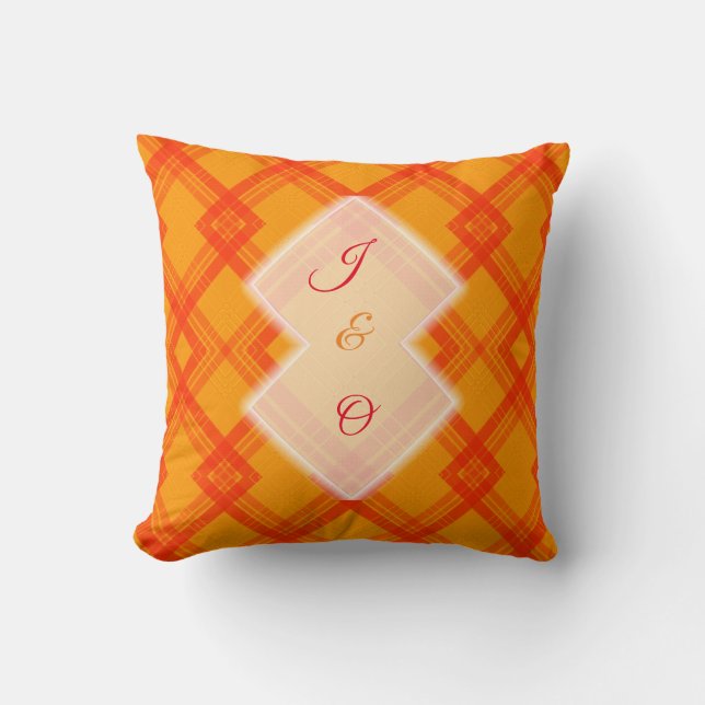 Crisscrossed Happy Red & Yellow/Orange Checks Cushion (Front)