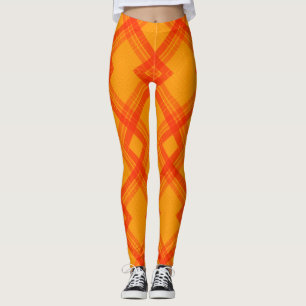 Crisscrossed Happy Red & Yellow/Orange Checks  Leggings
