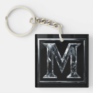 ❄️ Cristal Letter M Initial Gift For Him 🔑 Key Ring