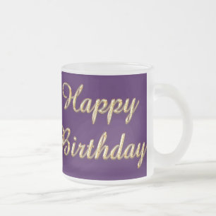 Cristal Taza Esmerilado Happy Birthday Frosted Glass Coffee Mug