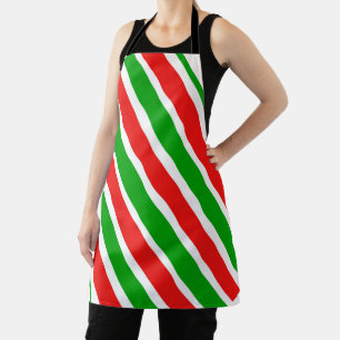 Cristmas Red White Green All-Over Print Apron