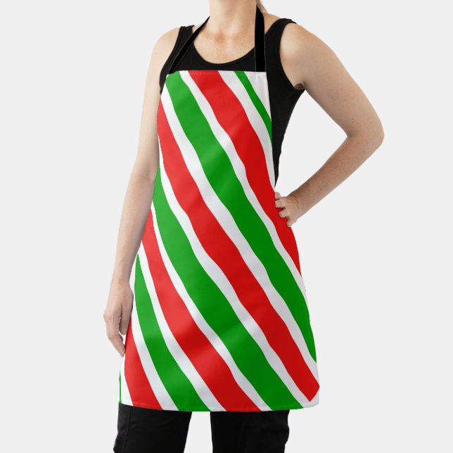Cristmas Red White Green All-Over Print Apron (Insitu)