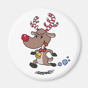 Cristmas Reindeer running   choose background colo Magnet