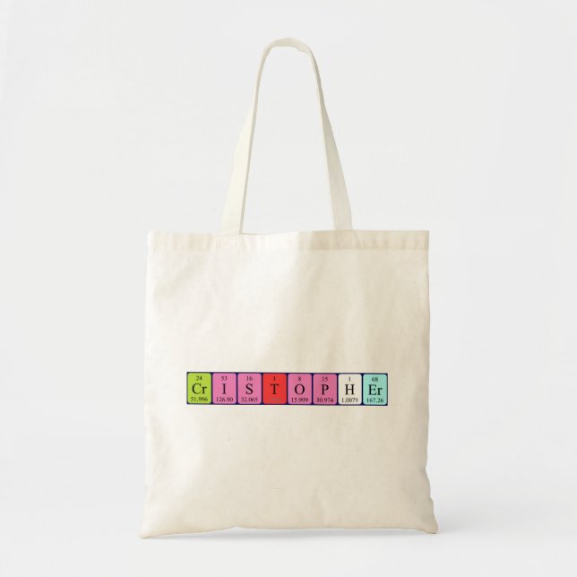 Cristopher periodic table name tote bag (Front)