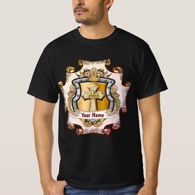 Cristos Cross Shield Surname T-Shirt (Front)
