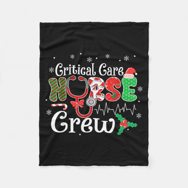 Critical Care Nurse Crew Stethoscope Santa Hat Chr Fleece Blanket (Front)